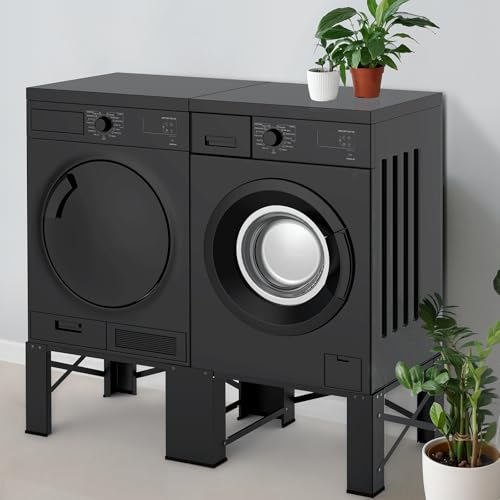 FAMIROSA 2 in 1 Washer Dryer Pedestals, 13\" Height, 28.3\" Wide, 700lbs Capacity, Heavy Duty Laundry Base Stand, Black - Thumbnail 7