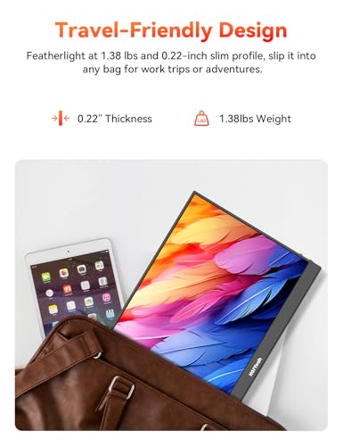 Image of HotYeah 16.1'' 144Hz Portable Gaming Monitor, 106% sRGB 1080P FHD Portable Monitor USB-C HDMI External Display HDR Travel Screen w /Smart Cover, 2nd Screen for Laptop, PC, Mac, Switch, PS5 /4, Xbox