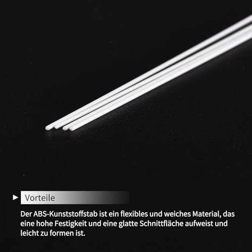 QUARKZMAN 30 Stück ABS Kunststoffstäbe, Durchmesser 1mm 2mm 3mm 4mm 5mm 6mm Länge 250mm Kunststoffstab Rund für Mechanischer Einsatz, Schulprojekt, Werkstattanwendung, DIY-Reparatur