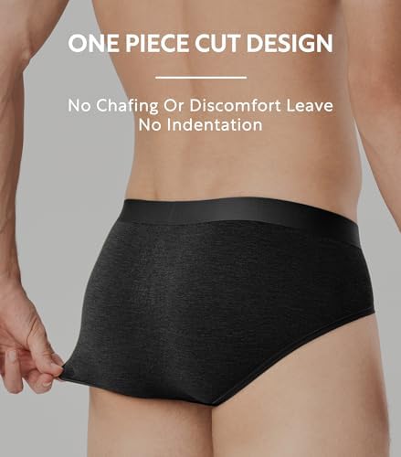 DAVID ARCHY Men's Seamless Bamboo Rayon Briefs, Breathable Soft Underwear with No-Fly Pouch 4-Pack