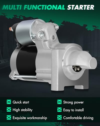 Image of SCITOO Starter Motor 18533N AM134946 for John Deere Mowers-Z-Trak 737 757 Tractors-Lawn X465 Utility Vehicle (UTV) Gator TH 6x4 for Kawasaki Small Engines Various Models 12 Volt CCW 9-Tooth Pinion