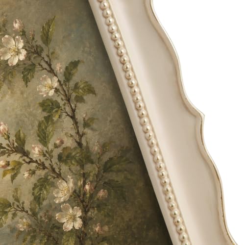 Image of Saysmile 8x10 Vintage Picture Frame with Embossed Flower Design, White Ornate Frame for 8x10 or 5x7 Pictures with White Mat, Hand-Crafted Resin Antique Frames for Tabletop & Wall Hanging, Home Decor (White)