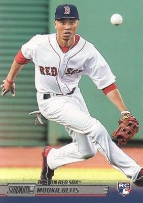 Mookie Betts baseball card (Boston Red Sox) 2014 Topps Stadium Club #140 Rookie