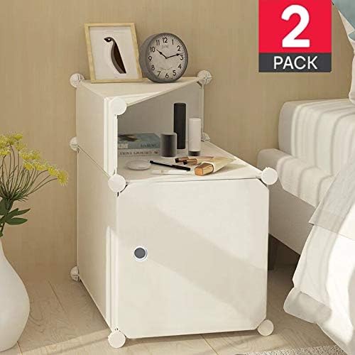 Nightstands Bedroom Set of 2 Nightstand Night Stands for Bedrooms Bed Side End Tables White Bedside Tables Two Small Table Stand Cabinet Storage Organizer for Dorm Apartment