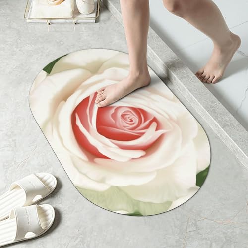 Tapis de bain absorbant rose à fleurs pour décorer la douche - 4