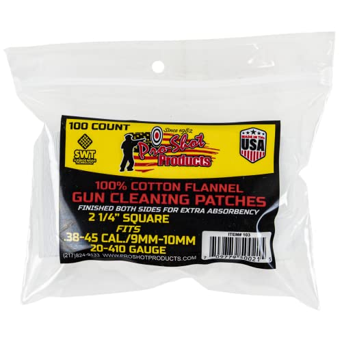 Pro Shot Products .38-.45 Caliber/.20-.410 Gauge 100 Count Patches, White, 2 1/4" Patches #TOP11