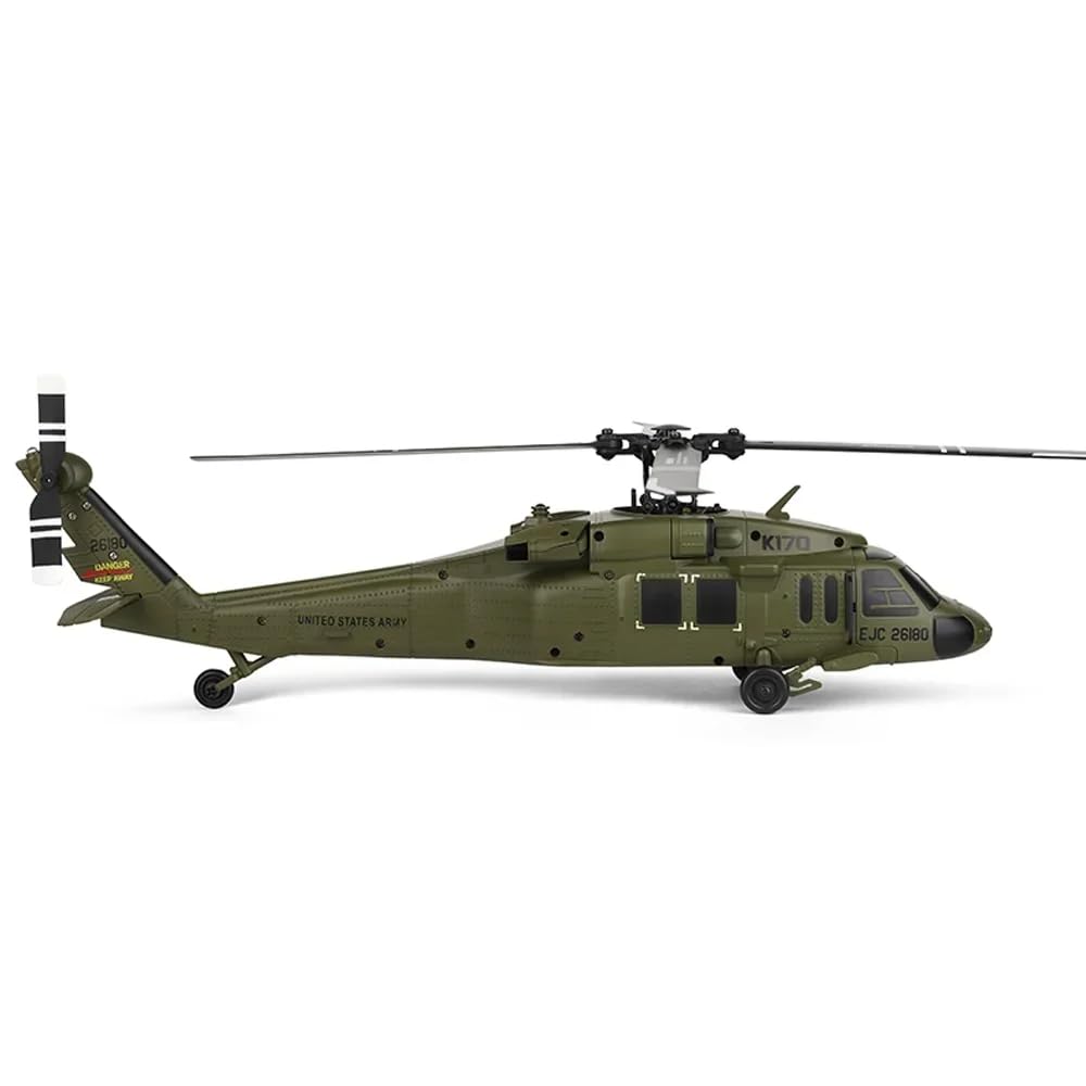 K170 UH60L RC elicottero con giroscopio a 6 assi, 2.4G 4CH elicottero telecomandato elicottero militare motore brushless 6G altitudine in bilico per adulti principianti