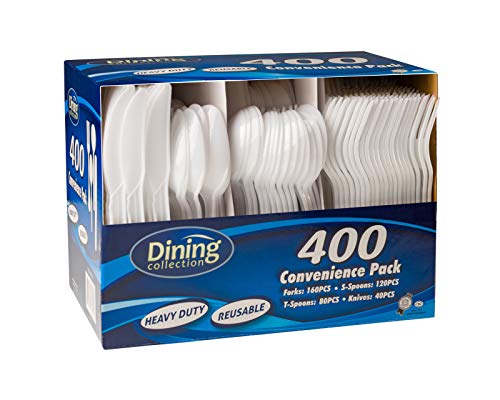 Fantastic Plastic Combo In A Box-White | Pack of 400 Utensils, 10'