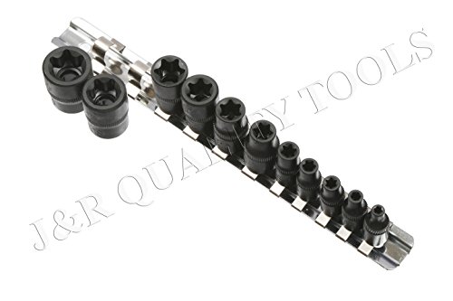 J&R Quality Tools 11 pc FEMALE E-TORX (Star) SOCKET Set w/RAIL E4 - E20 …