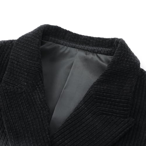 YFFUSHI Women 2-Piece Trouser-Suit Corduroy Suits Business Double Breasted Trouser Suits Long Sleeve Slim Blazer and Pants Black - Image 3