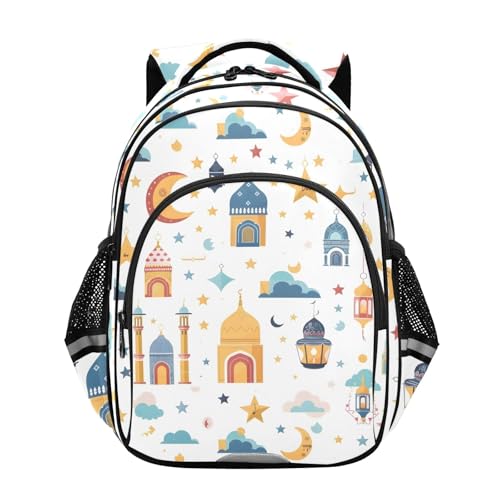 Travel Backpack Islamic Background Traditional Lantern Star and House Casual Daypack for Weekender Trip