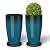 ZMTECH 21 Inch Tall Plant Pots for Indoor & Outdoor Use Set of 2, Large Plastic Planters with Removable Tray for Outside with Drainage Holes for Front Porch Patio Garden, Gradient Dark Teal