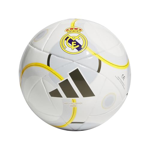Adidas Unisex-Adult Real Madrid Home Mini Soccer Ball, White/Bold Gold/Solid Grey, 1