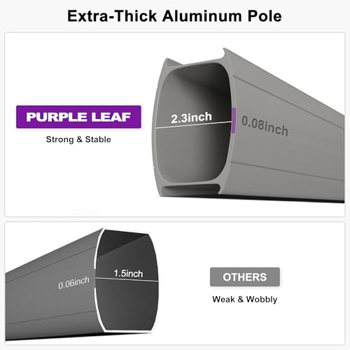 PURPLE LEAF 8' X 8' Patio Umbrella Outdoor Cantilever Umbrella, Aluminum Offset Umbrella with Champagne Frame and 360° Rotation for Pool Deck Garden, Light Grey