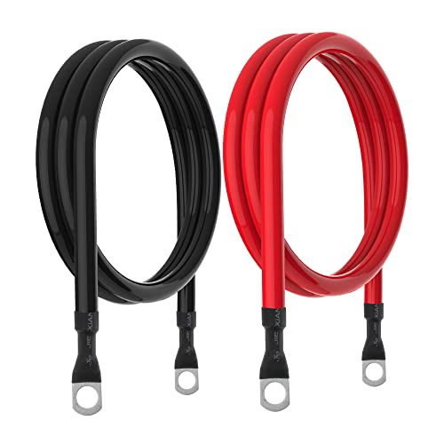 4 Awg Battery Cable 4Awg Gauge Pure Copper Battery Inverter Cables With 3/8 In Lugs Both Ends Power Inverter Wire Set For Automotive Solar Marine Boat Rv Car Motorcycle Red And Black (4Ft) #TOP5