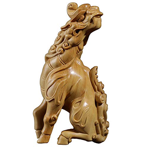 Sculpture chinoise en bois véritable : statuettes d'animaux pour décoration maison