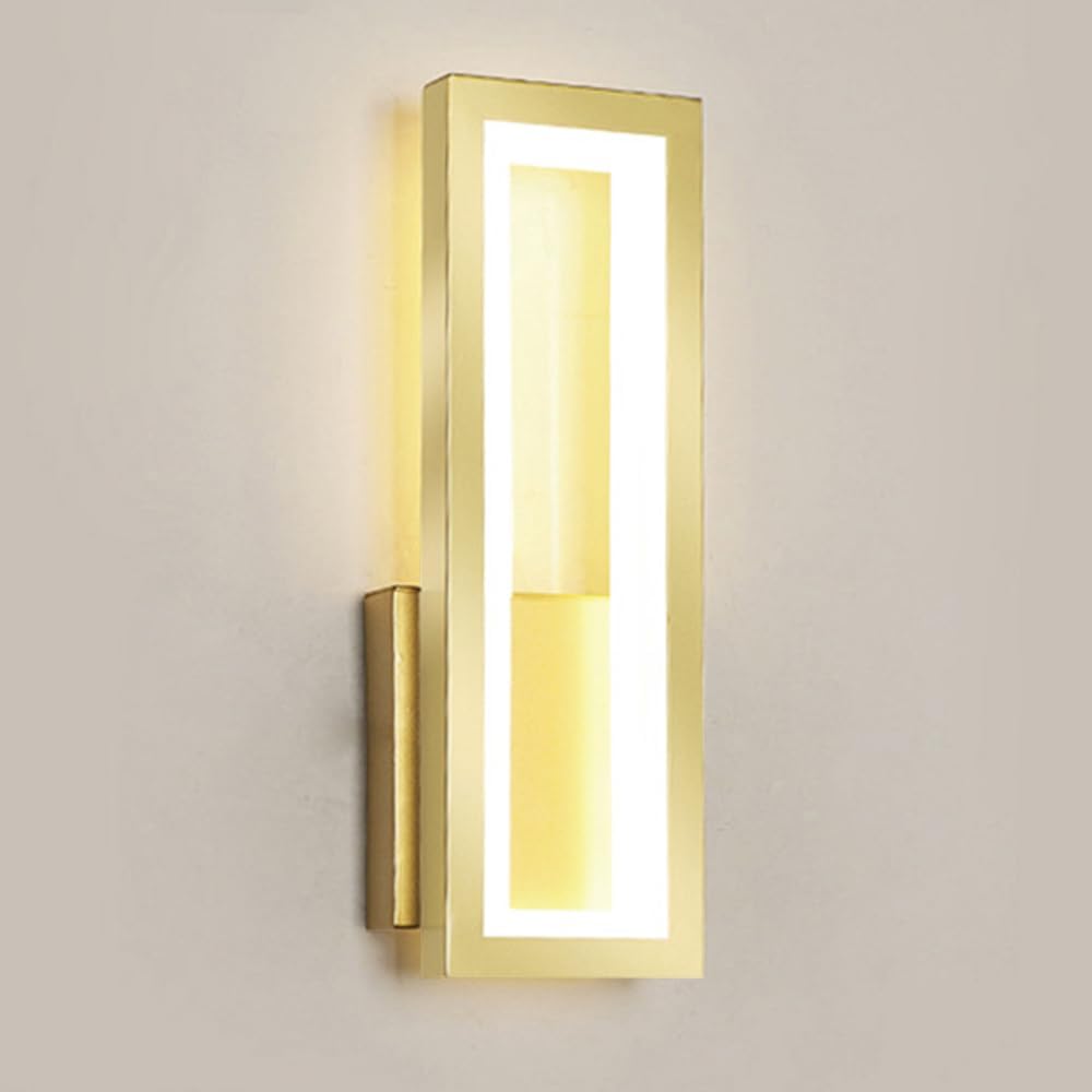 Applique Murale De Chevet, Applique Murale Led Moderne, Appliques Murales En Métal Doré Avec Abat-Jour En Acrylique Blanc, Appliques Murales Design Rectangulaires, Appliques Murales Ultra Fine