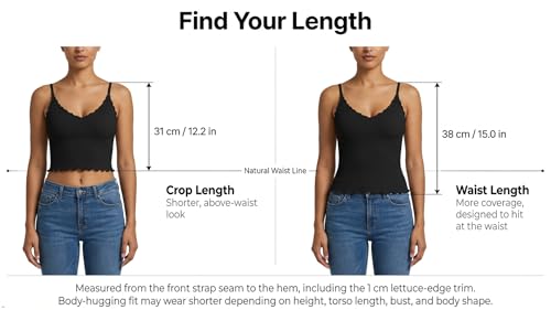 Image of Sunzel Tank Top for Women, V Neck Seamless Ribbed Crop Camisole with Ruffles