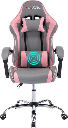 ALEAVIC Silla Gaming,Silla Gamer Se Puede Levantar y Girar,Silla de Oficina Ergonómica Silla Racing con Respaldo Alto, Rosa...