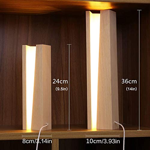 Wood Desk Lamp, Bedroom Warm Night Light, Dimmable Led Wooden Lights, Creative Home Decor Accessories, Gift for Men Women Teens Children Kids(9.5 inch) - Thumbnail 7