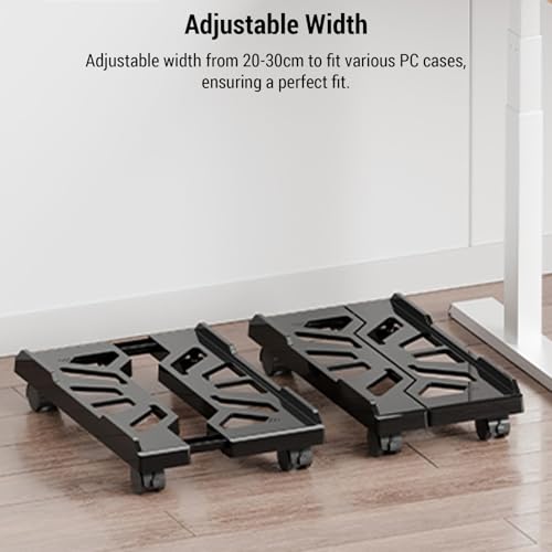 Soporte de computadora ajustable con ruedas, soporte móvil para gabinete de PC, para escritorio en casa y oficina, aumento de altura para CPU miniatura 3