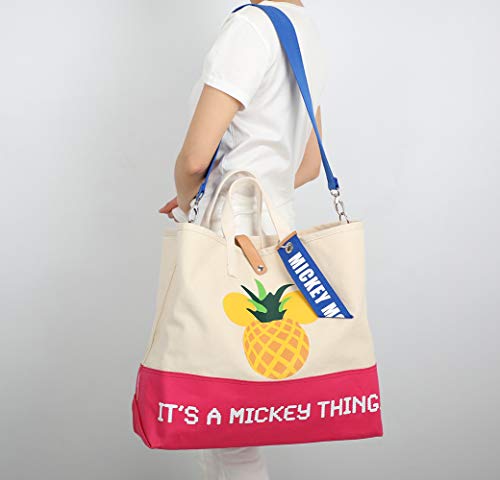 Lyla Raine Compatible with Cotton Canvas Bag Disney Mickey Mouse Women Oversized Travel Tote Bag (Pink) - Image 6