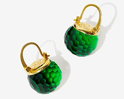 Image of Crystal Earrings for Women, Sparkly Austrian Crystal Disco Ball Earrings, 18K Gold Plated Post Drop Earrings with Colorful Spheres, Hypoallergenic & Lightweight, Ideal Gift for Her