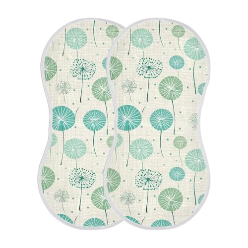 Beige Dandelion Cotton Burp Cloths Good Absorbent washcloths for Unisex Set of 2, 22x11in