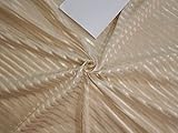 Ivory Gold Georgette Fabric with Subtle Metallic Gold Jacquard Stripes id=11727 by The Yard