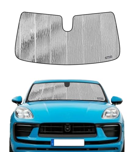 Pigenius Windshield Sun Shade for Porsche Macan 2015-2026,Not for Macn ev,Reversible Silver/Black