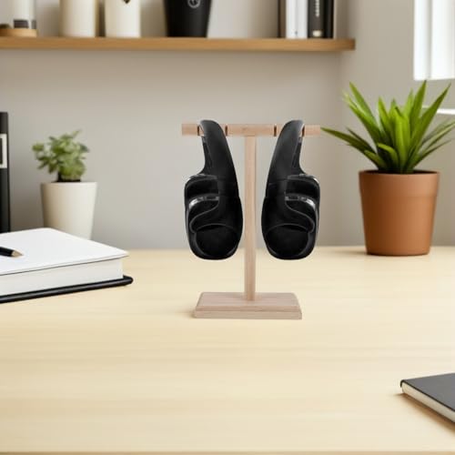 Soporte para auriculares Gadpiparty: base estable de madera natural para escritorio de juegos 6