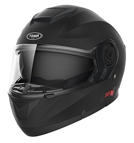 Motorradhelm Klapphelm Integralhelm Fullface Helm - Yema YM-926 Rollerhelm Sturzhelm mit Doppelvisier Sonnenblende ECE für Damen Herren Erwachsene-Schwarz Matt-XL - 3