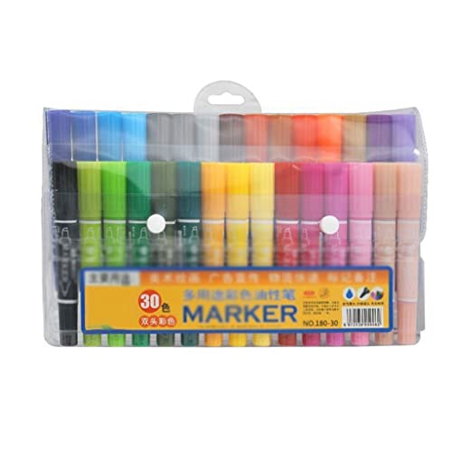 Walnuta 24/30/40 Colors Marker Pen Set Double Headed Student Animation Drawing Oily Marker Kids Painting Pens School Art Supplies (Color : Clear, Size : 30Color) #TOP9