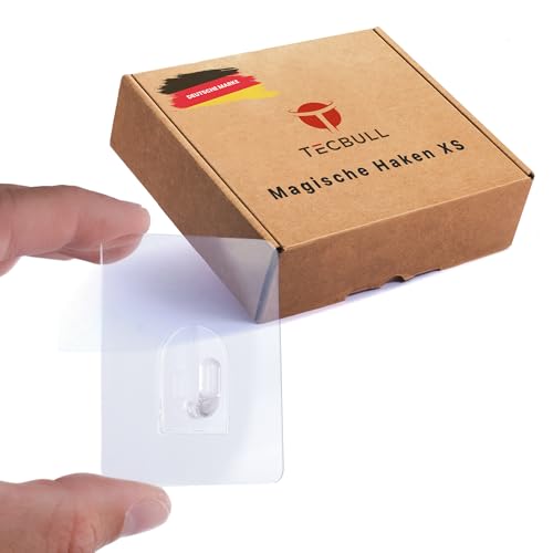 TECBULL® 8 echte Magische Haken klein XS, keine Klebereste, rückstandslos ablösbar, wiederverwendbar, transparent, Dekohaken, Mehrzweckhaken, Klebehaken, selbstklebend