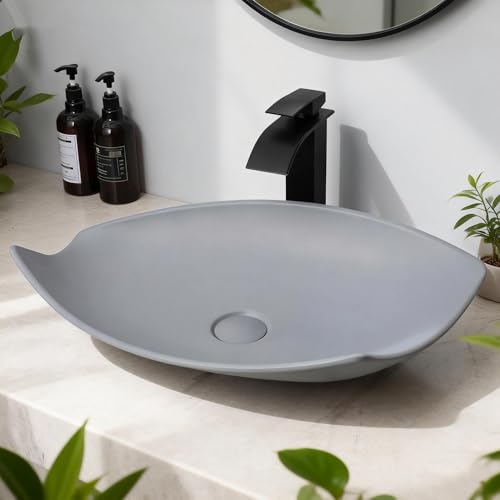 Kukworye 21 Inch Grey Vessel Sink with Faucet and Drain
