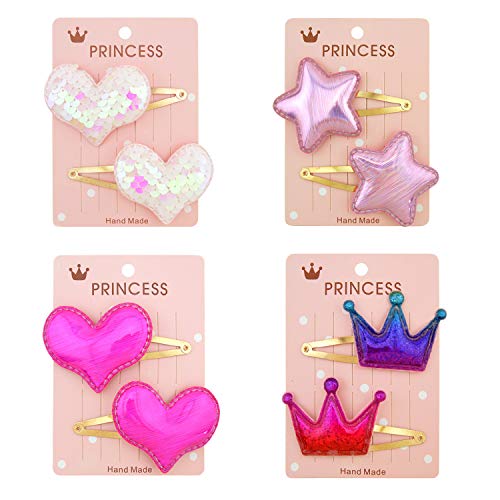 Girls Hair Clips 8PCS Gold Kids Clip Hair Accessories Metal Snap Barrettes Handmade Gradient Color Flip Sequined (Hair Clips)