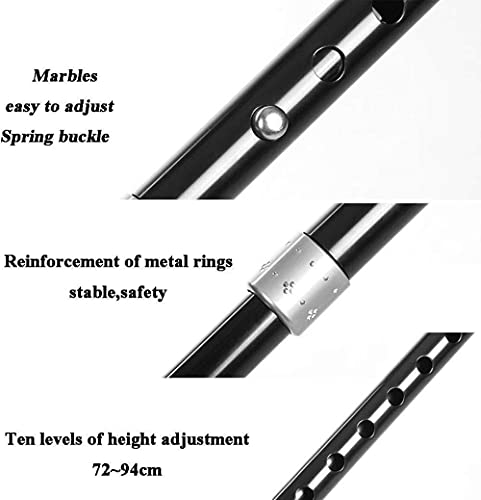 Szybka do spacerów/kule aluminium aluminiowe laski chodzące z LED Ergonomic Embon 10 Regulowane poziomy wysokości dla starszych mężczyzn lub kobiet niepełnosprawnych laski w kolorze czarnym z 4
