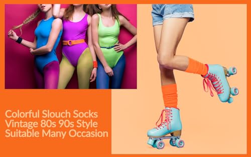 Benefeet Womens Girls Slouch Scrunch Long Knit Stacked Funny 80s 90s Solid Knee High Boot Socks4