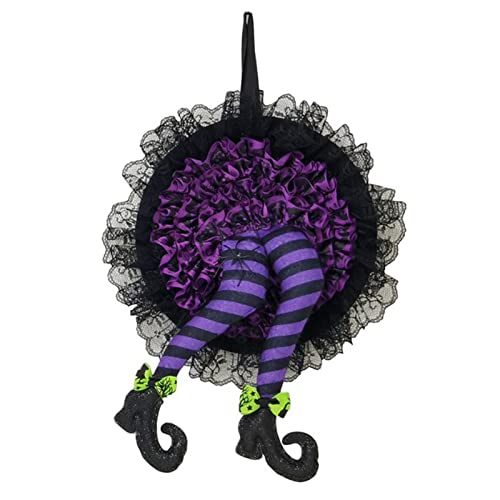 Halloween bruxa - Coroa perna bruxa decoração da porta da frente | Decoração da porta da frente da b