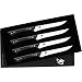 Shun Shima 4-Piece Steak Knife Set, Model DMS0430; Graceful Design, Razor-Sharp, Durable, Balanced, Fine-Edge High-Carbon Japanese Stainless Steel Blades with Elegant Ebony PakkaWood Handle
