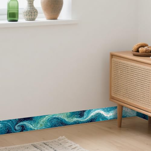 Image of Nuxovilar Abstract Wave Peel Stick Wall Border PVC 3.94x16.4'