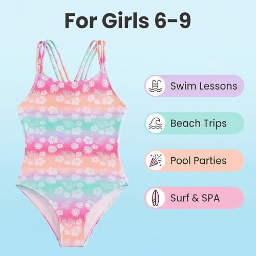 Traje de baño para niñas tipo bikini infantil de una pieza con estampado para playa 3