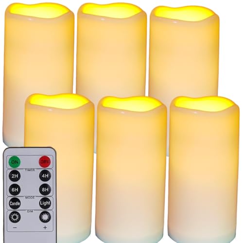 Bougies à LED vacillantes alimentées par piles lot de 6 avec minuterie intelligente