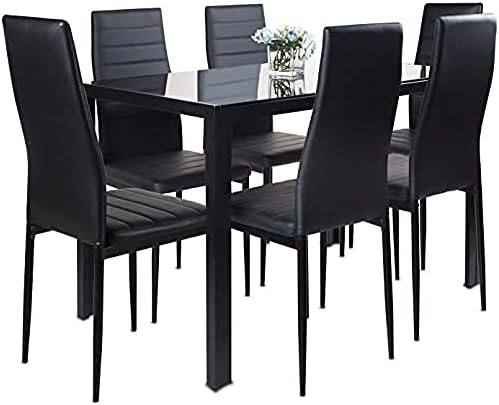 KOSY KOALA GLASS DINING TABLE with 4 FAUX LEATHER CHAIRS,SPACE SAVER ...