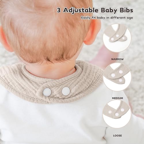 Image of Susurration Muslin Baby Drool Bibs 6Pack Soft Square Adjustable Baby Bandana Bibs for Unisex Girls & Boys