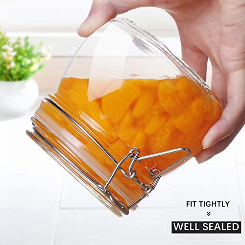 Image of ComSaf Airtight Glass Canister Set of 6 with Lids 17oz Food Storage Jar Round - Storage Container with Clear Preserving Seal Wire Clip Fastening for Kitchen Canning Cereal,Pasta,Sugar,Beans,Spice | Spices nuts snacks, Jam jelly pickles, Canning jars, Pantry organization, Small size, Kitchen cabinet storage
