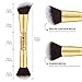 DUcare 2Pcs Duo End Makeup Brushes, Synthetic Bristle Foundation Powder Buffer & Contour Brush Set, Dual Sided Face Brushes for Blending Concealer Bronzer Highlighter