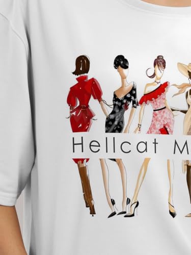Image of HELLCAT Beige Printed Loose Fit Crew-Neck Crop T-Shirt for Women