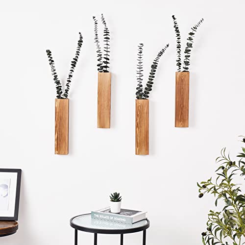 Mokof 4 Pack Wall Planters For Indoor Plants, Wood Wall Decor For Bedroom Living Room, Modern Farmhouse Wooden Pocket Wall Vases For Dried Flowers And Faux Greenery Plants (Brown) #TOP3