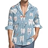 Camisa de manga larga con botones para hombre con estampado de dibujos animados, informal, con botones y bolsillo, Varios colores, L